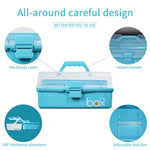 12In Three-Layer Multipurpose Storage Box Organizer Folding Tool Box/Art & Crafts Case/Sewing Supplies Organizer/Medicine Box/Family First Aid Box With 2 Trays (Blue)