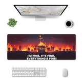 Dumpster Fire Funny Mouse Pad, I'M Fine, It'S Fine Desk Mat, Xl Anime Gaming Keyboard Mat, Non-Slip Rubber Base, Big Extended Desk Protector For Home Office, 31.5×11.8 Inch (Dumpster Fire)