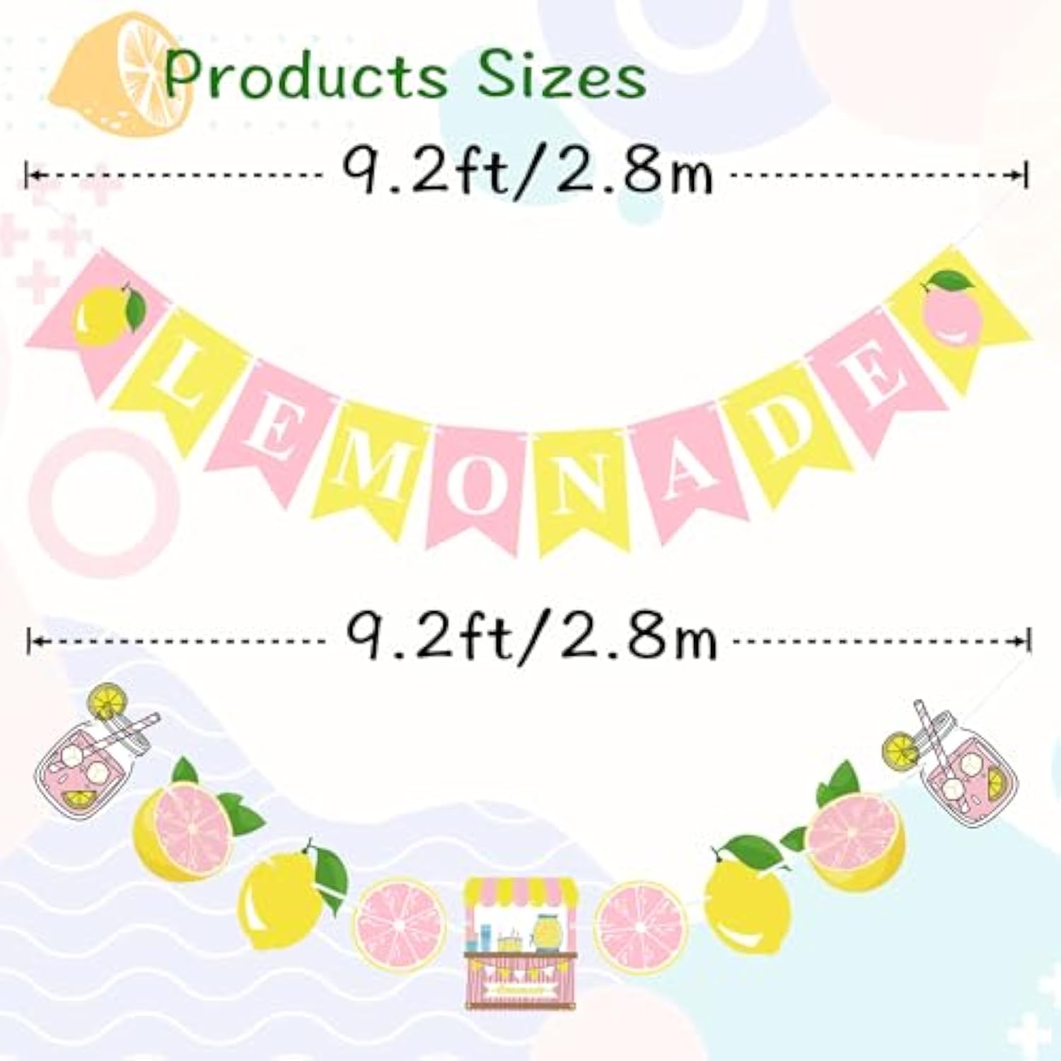Pink Yellow Lemonade Banner For Lemonade Stand Decorations, Lemon Sign Garland Summer Party Decor Lemon Themed Bridal Shower Birthday Party Supplies Favor