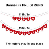 Pre-Strung Happy Anniversary Banner - No Diy Felt Wedding Anniversary Party Banner Sign Red Heart Garland For Romantic Wedding Decorations