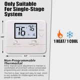 Non Programmable Thermostats For Home - Single-Stage 1H/1C Only, No C-Wire Required, Not For Heat Pumps