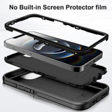 For Iphone 16E Case With 2 Pack Tempered Glass Screen Protector Heavy Duty Shockproof 3-Layer Full Body Protection Military Grade Rugged Cover Case For Apple Iphone 16E 6.1",Black