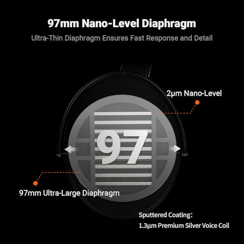 i5 Open-Back Planar Magnetic Headphones with 97mm Ultra-Large Diaphragm, CNC Metal & Walnut Wood, Audiophile Wired Studio Headphones for Multi-Source