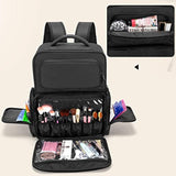 Large Makeup Backpack, Makeup Bag With Sleeve For Laptop, Black