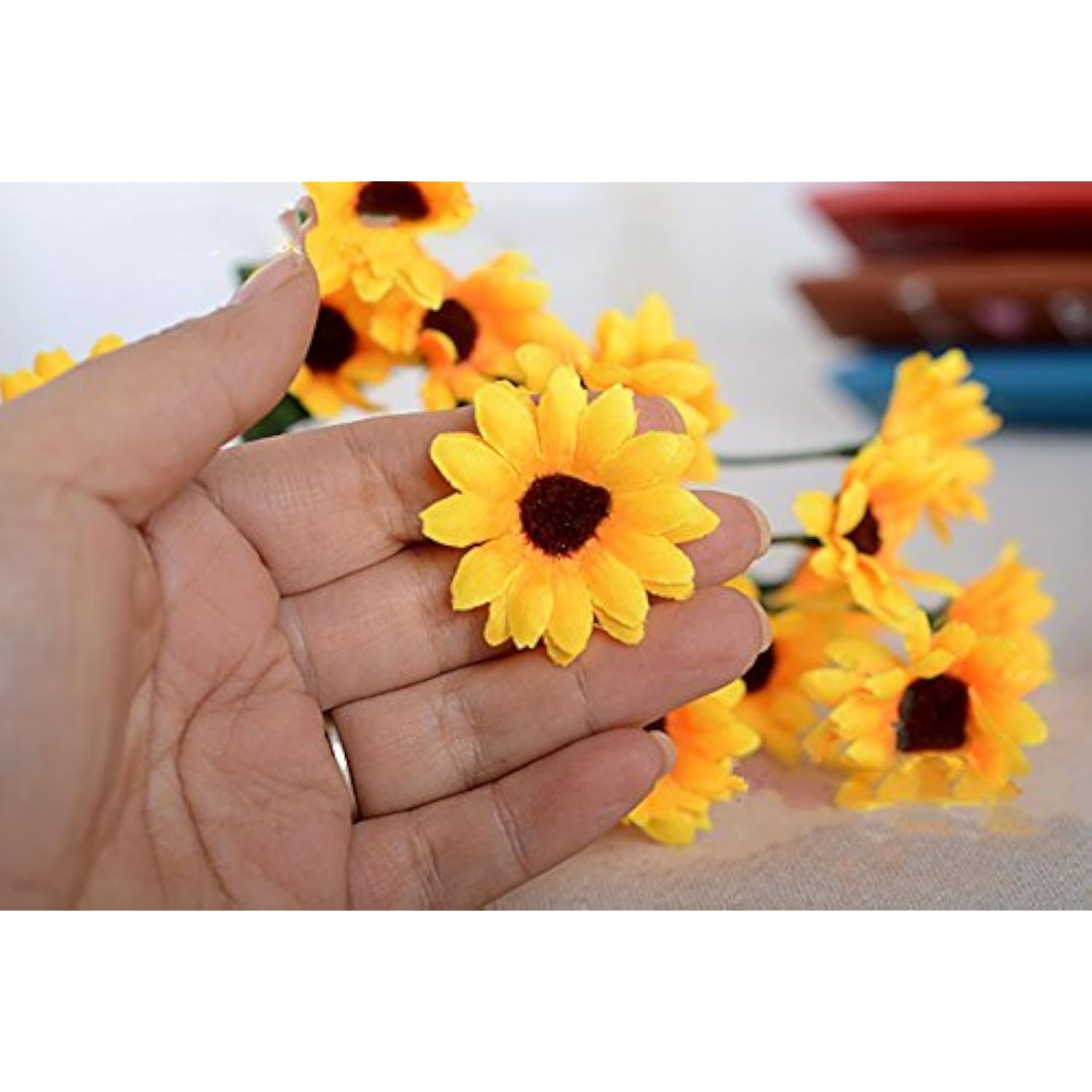 Artificial Sunflower 2 Bouquet Artificial Flowers Fake Sunflowers Floral Decor Bouquet Home Hotel Office Wedding Party Garden Craft Art Decor 13 Inch