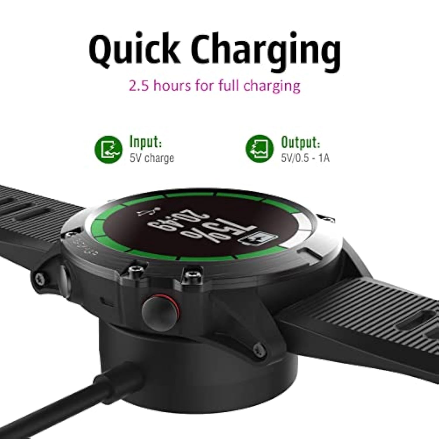 Garmin Watch Charger, 1M Usb Charging Cable Stand Station Date Compatible With Garmin Vivoactive 3 4 4S/Fenix 6/6S/6X, Fenix 5/5S/5X / Venu Sq Music/Forerunner 935,Forerunner 945