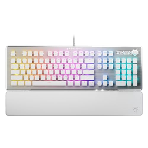 Vulcan Ii Full-Size Pc Gaming Keyboard, Titan Ii Mechanical Switches, Customizable Rgb Illuminated Keys, Detachable Palm Rest, Media Controls, Aluminum Top Plate, Numpad White