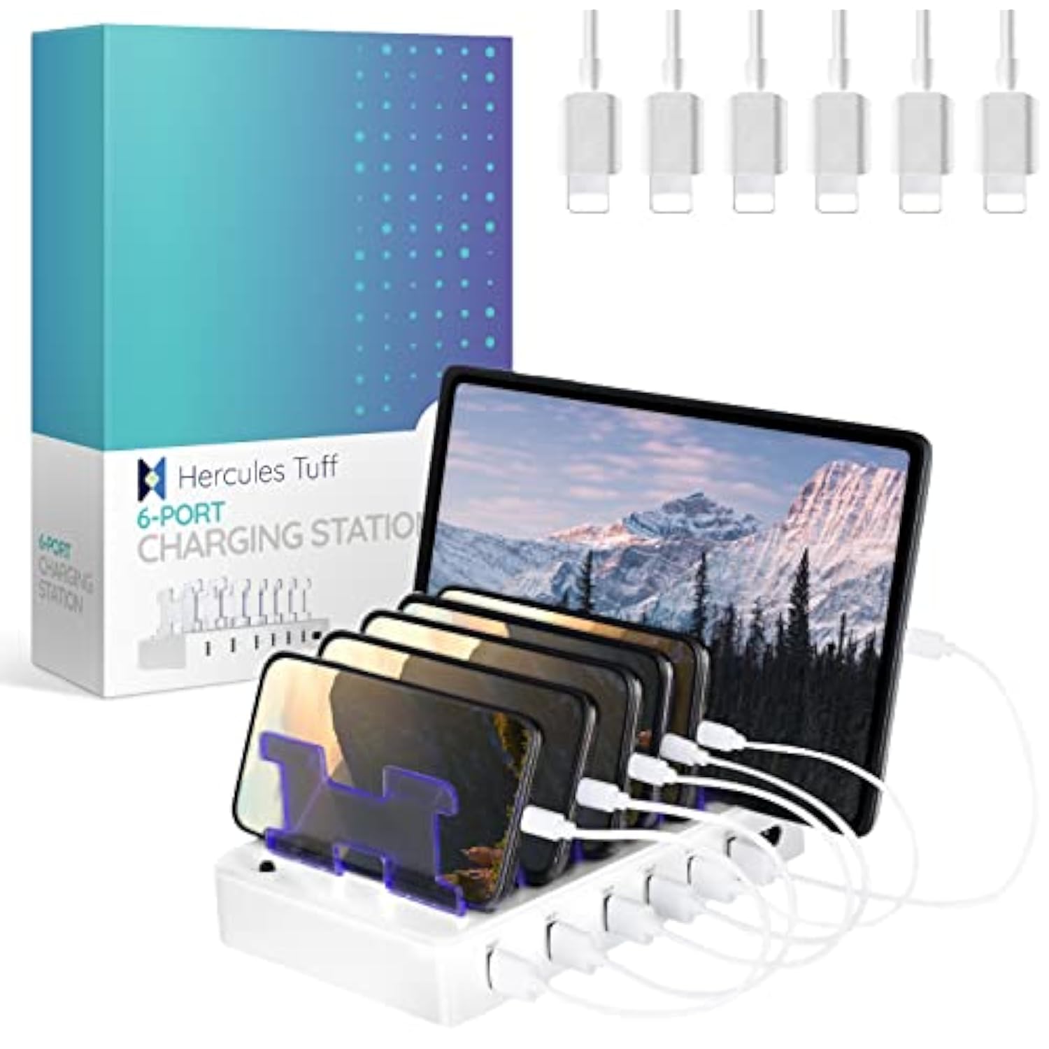 Charging Station For Multiple Devices – 6-Port Usb Charging Dock For Apple & Android – Fast Multi-Charger Organizer For Phones, Tablets & More – Universal Desktop Charging Hub With Smart Ic Tech