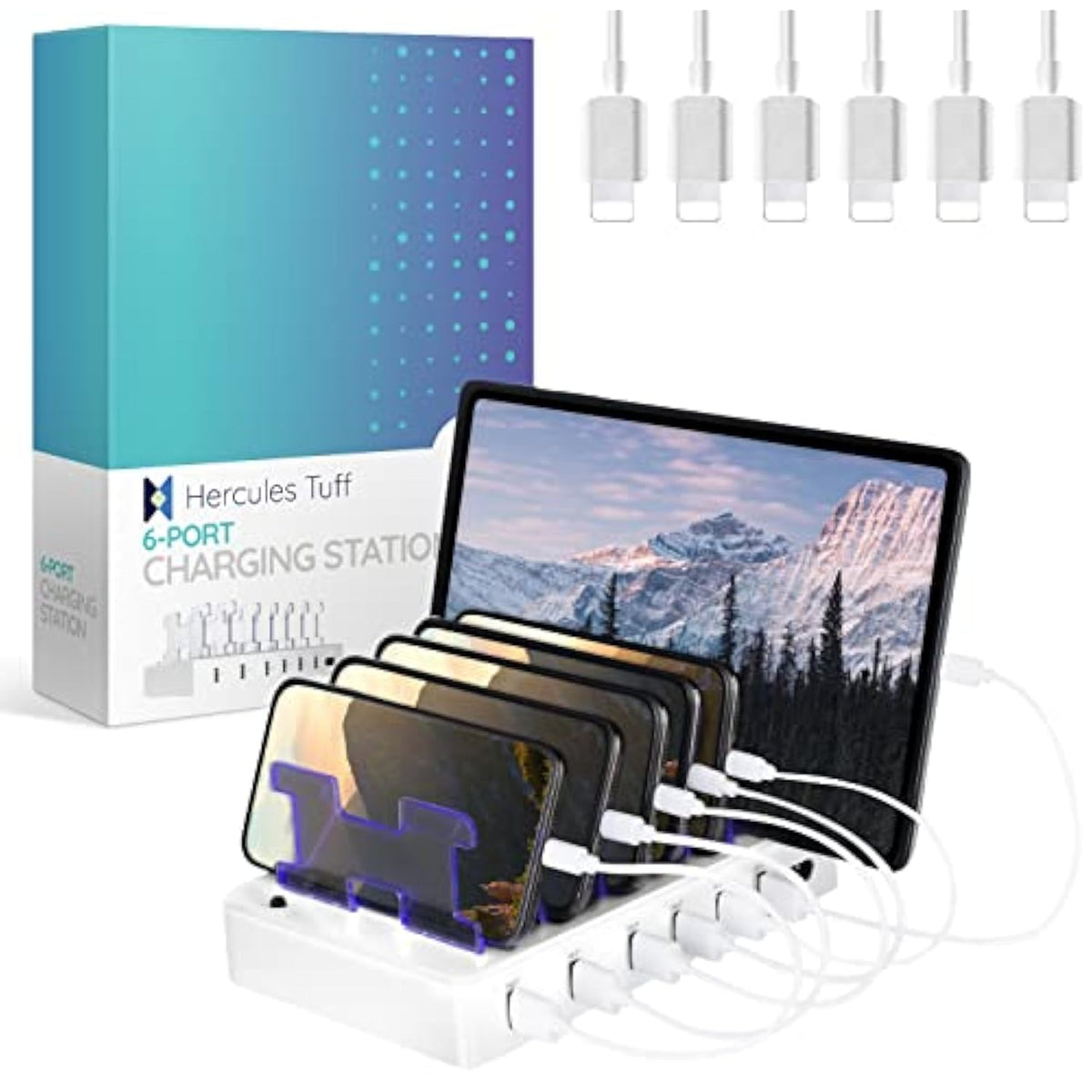 Charging Station For Multiple Devices – 6-Port Usb Charging Dock For Apple & Android – Fast Multi-Charger Organizer For Phones, Tablets & More – Universal Desktop Charging Hub With Smart Ic Tech