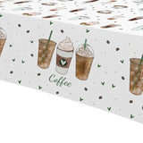 Coffee Party Decorations Tablecloth For Birthday Baby Shower, 3 Pack Disposable Latte Fun Coffee Theme Party Supplies Table Cover, 55In X 86In