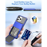 Wallet Case for iPhone 16 Pro 5 Credit Cards Holder 6.3 inch Blue