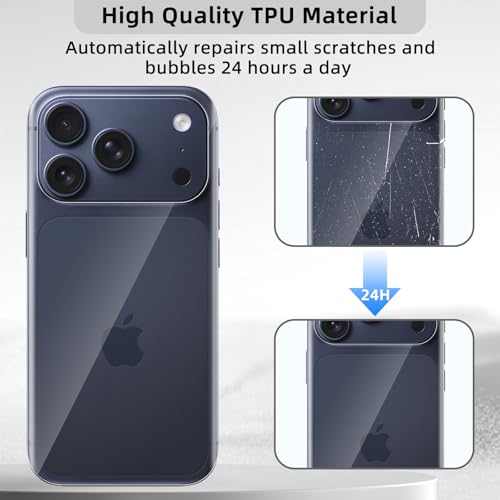 [2+2 Pack Flexible Back Screen Protector + Tempered Glass Camera Lens Protector for iPhone 17 Pro, HD Clear Anti Scratch Self-Healing Not Glass Full