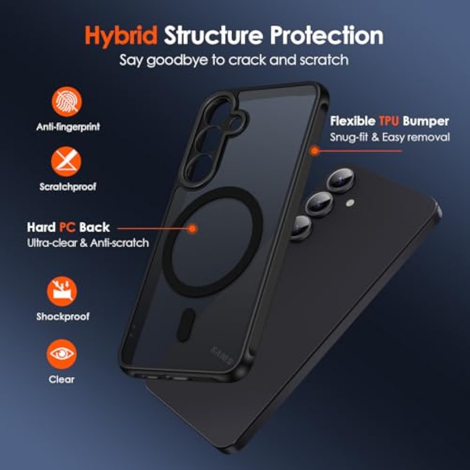 Magnetic Case For Samsung Galaxy S25 5G 6.2” [Compatible With Magsafe] [15 Ft Grade Protection] Magnetic Charger Case Bumper For S25, Frosted Translucent Back Phone Cover- Matte Black