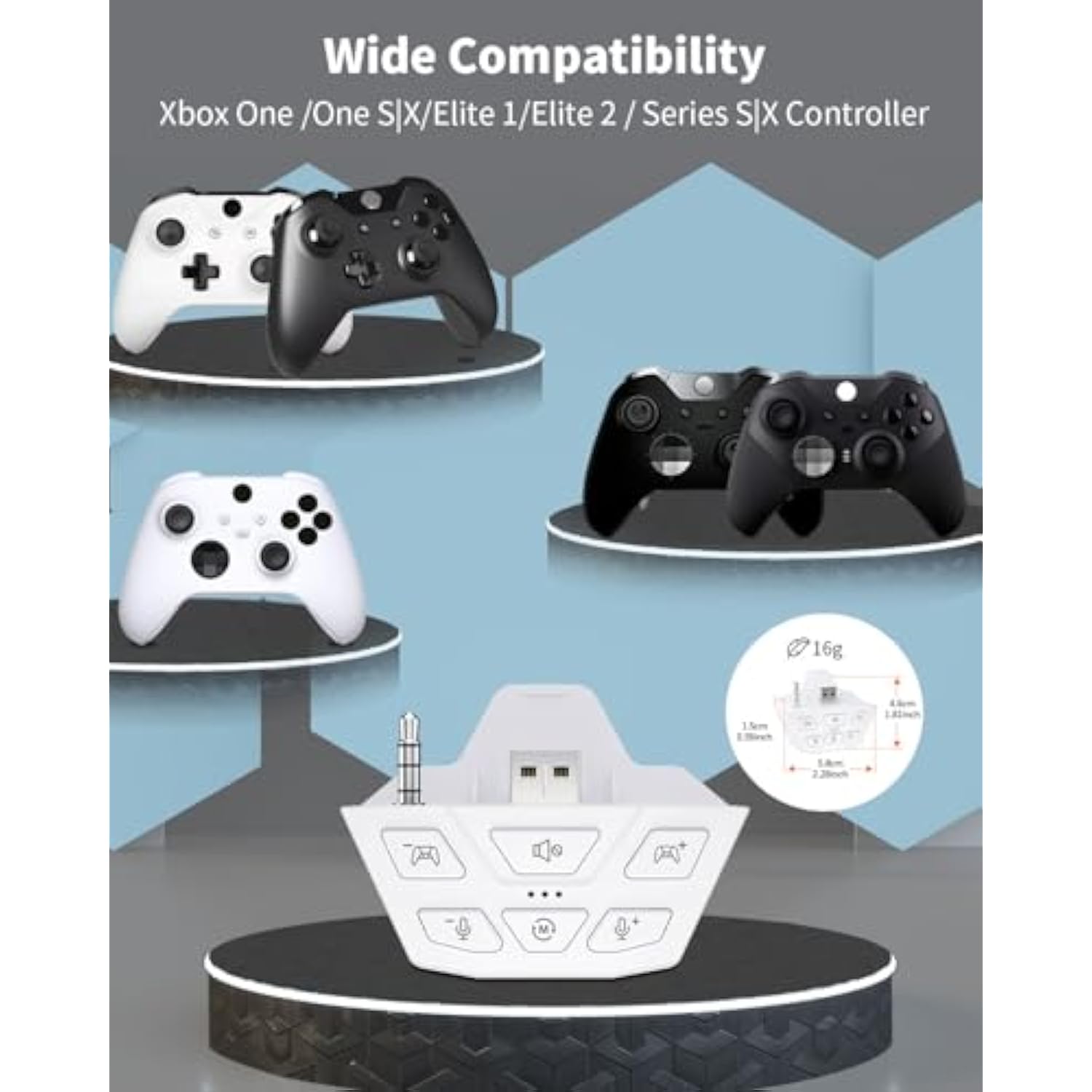 Stereo Headset Adapter, Audio Mic Headphone Adapter For Xbox One, Xbox Series X|S And Elite Controller, Adjust Audio Balance (Game Sound & Voice Chat), Not Bluetooth Compatible, Ivory