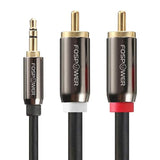 FosPower 3.5mm to RCA Cable (25FT), RCA Audio Cable 24K Gold Plated Male to Male Stereo Aux Cord [Left/Right] Y Splitter Adapter Step Down Design