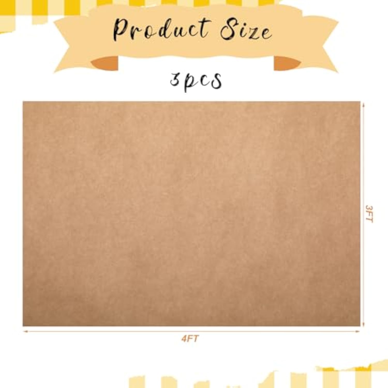 3 Pcs Large Blank Kraft Paint Paper Banners Diy Blank Banners For Indoor Display, Kraft Paper Banner For Wall Signs Painting Birthday Graduation Wedding Party Decoration(3 X 4 Feet)