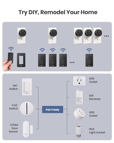 Remote Control Outlet Plug Switch, Buckle Design & Removable Wireless Light Switch, 300 Ft, 1500W On Off Power Switch For Household Appliances, No Wiring No Wifi, Programmable, Black
