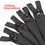 4Pcs 16Inch Waterproof Zippers Black #5 Nylon Separating Waterproof Zi