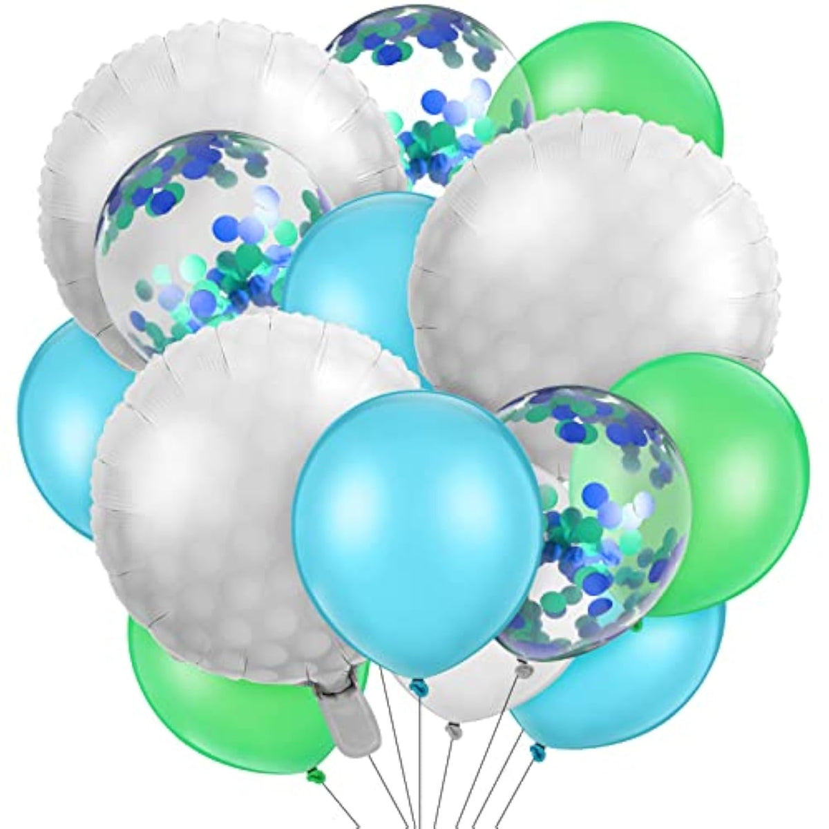 60-Piece Golf Theme Decoration Set,Including 5 Pcs 18 Inch Golf Foil Balloons,55 Items 12 Inch Navy Blue Green And White Latex,Confetti Balloons,Suitable For Sports Theme Party Decorations.