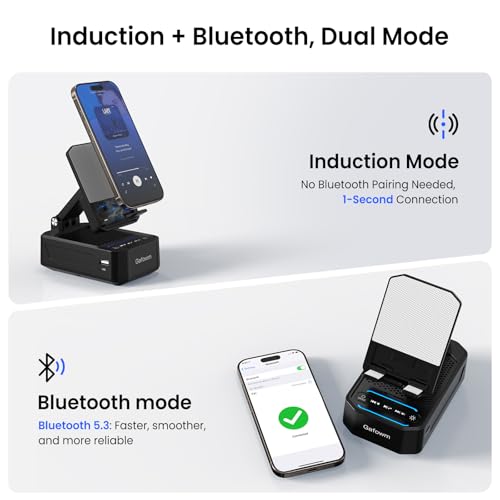 Cell Phone Stand With Instant Wireless Induction Bluetooth Speaker, No Bluetooth Pairing Needed, 1-Second Connection, Hd Surround Sound, Practical Gifts For Men, Women, Dad, Mom, Hearing Impaired