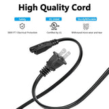 2 Prong Polarized Power Cord For Vizio E-M-Series Smart Hdtv, Vizio Sound Bar Ac Power Cable Replacement