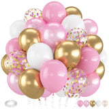 Pink & Gold 12" Balloons Set for Birthday, Baby Shower & Party Decor