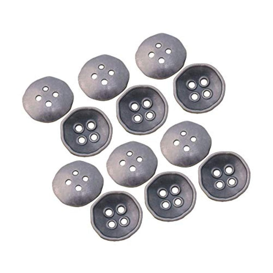 12 Pcs Antique Silver Metal Buttons 4-Hole Craft For Diys Sewing Embel