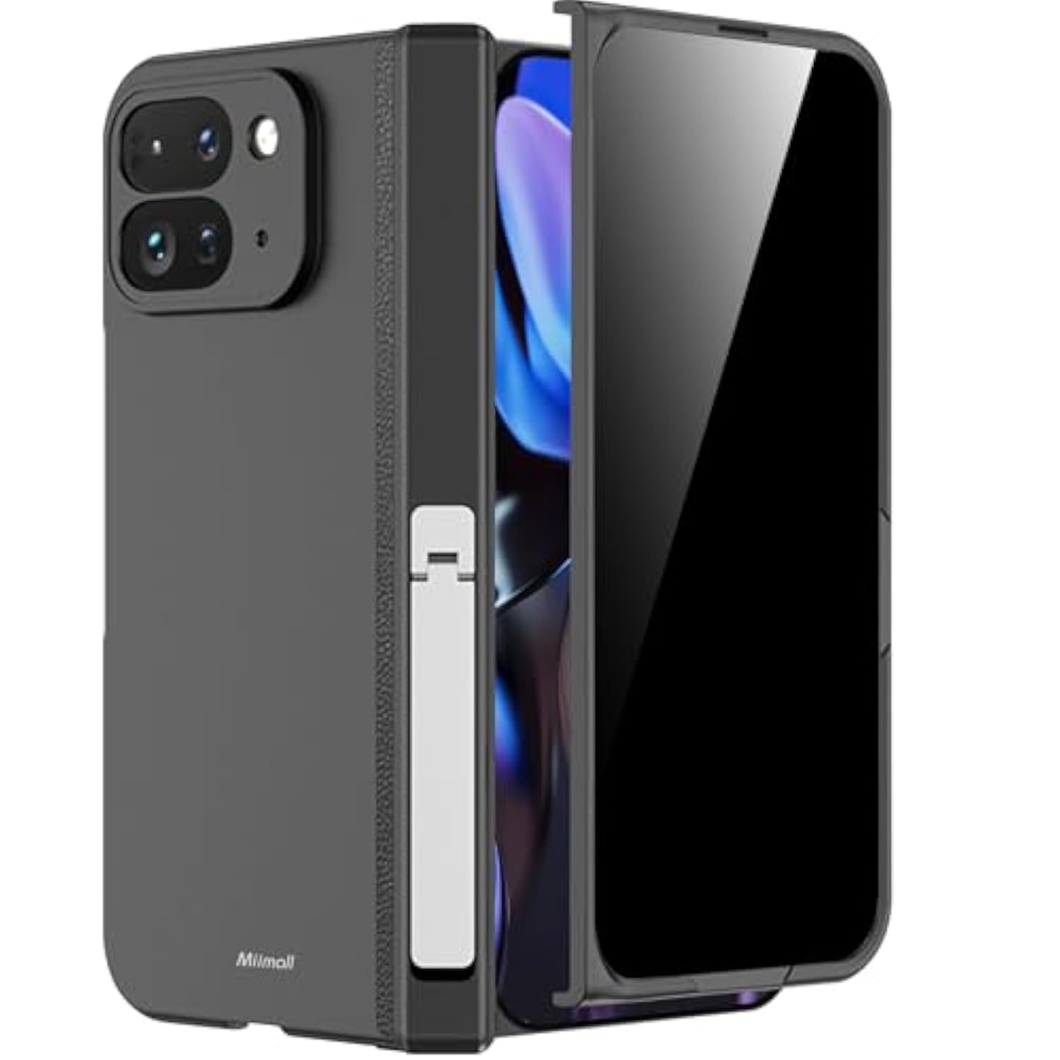 Miimall Slim Case for Google Pixel 9 Pro Fold Case with Privacy Screen Protector, [Anti Spy Private][Invisible Kickstand & Magnetic Hinge Protection]Anti ScratchPhone Case for Pixel 9 Pro Fold, Black