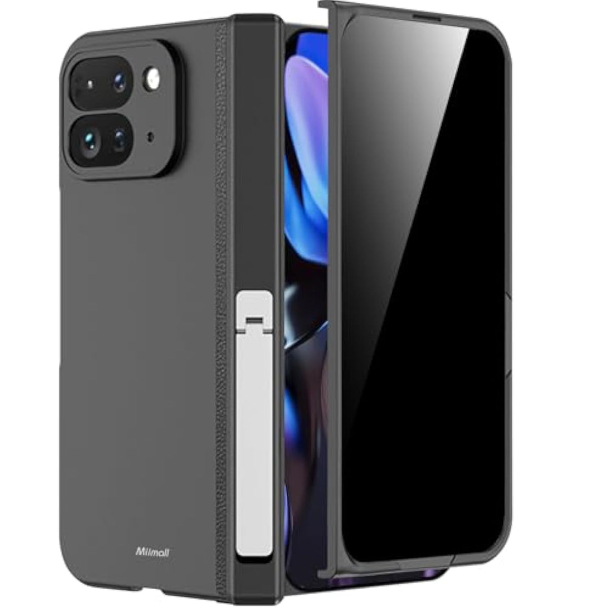 Miimall Slim Case for Google Pixel 9 Pro Fold Case with Privacy Screen Protector, [Anti Spy Private][Invisible Kickstand & Magnetic Hinge Protection]Anti ScratchPhone Case for Pixel 9 Pro Fold, Black