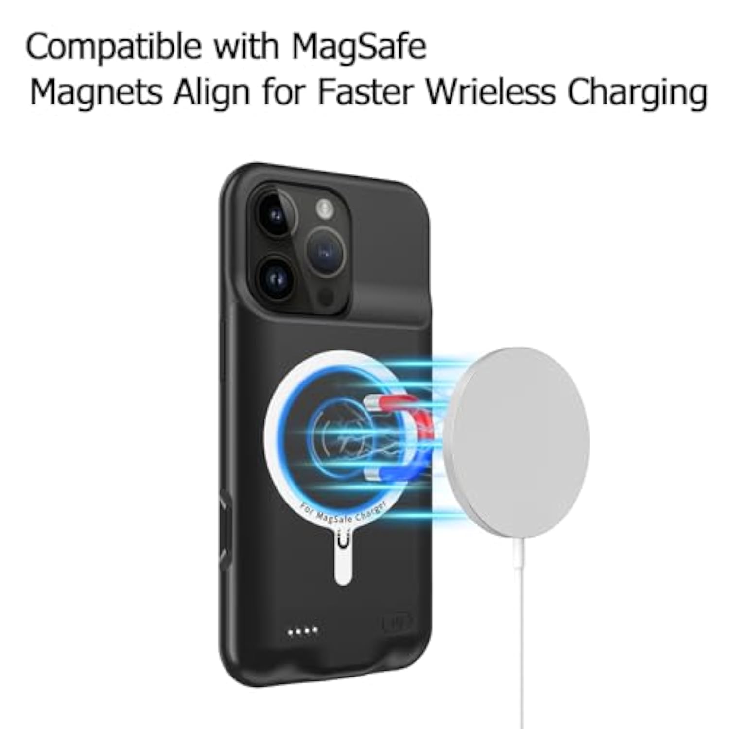 Battery Case For Iphone 16 Pro Max, Upgraded 12000Mah Battery Pack Rechargeable Charger Case With Wireless Charging Compatible For Iphone 16 Pro Max (6.9 Inch) External Battery Charging Cover (Black)