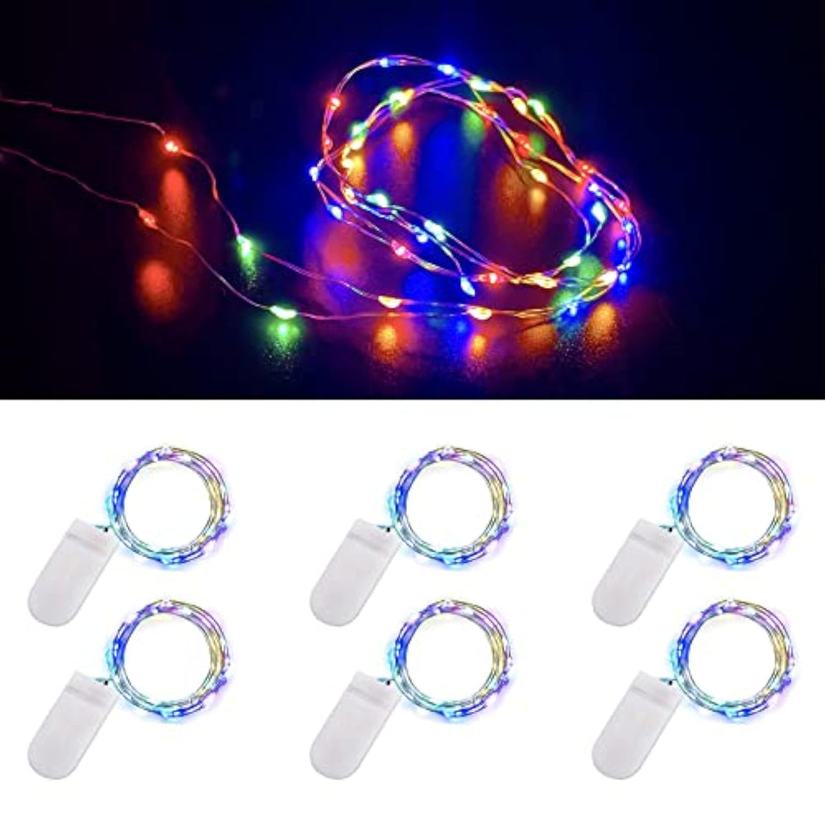 Fairy Lights Battery Operated, 6-Pack Mini String Lights, 20 Led 7Ft Twinkle Firefly Starry Lights For Diy Craft Mason J