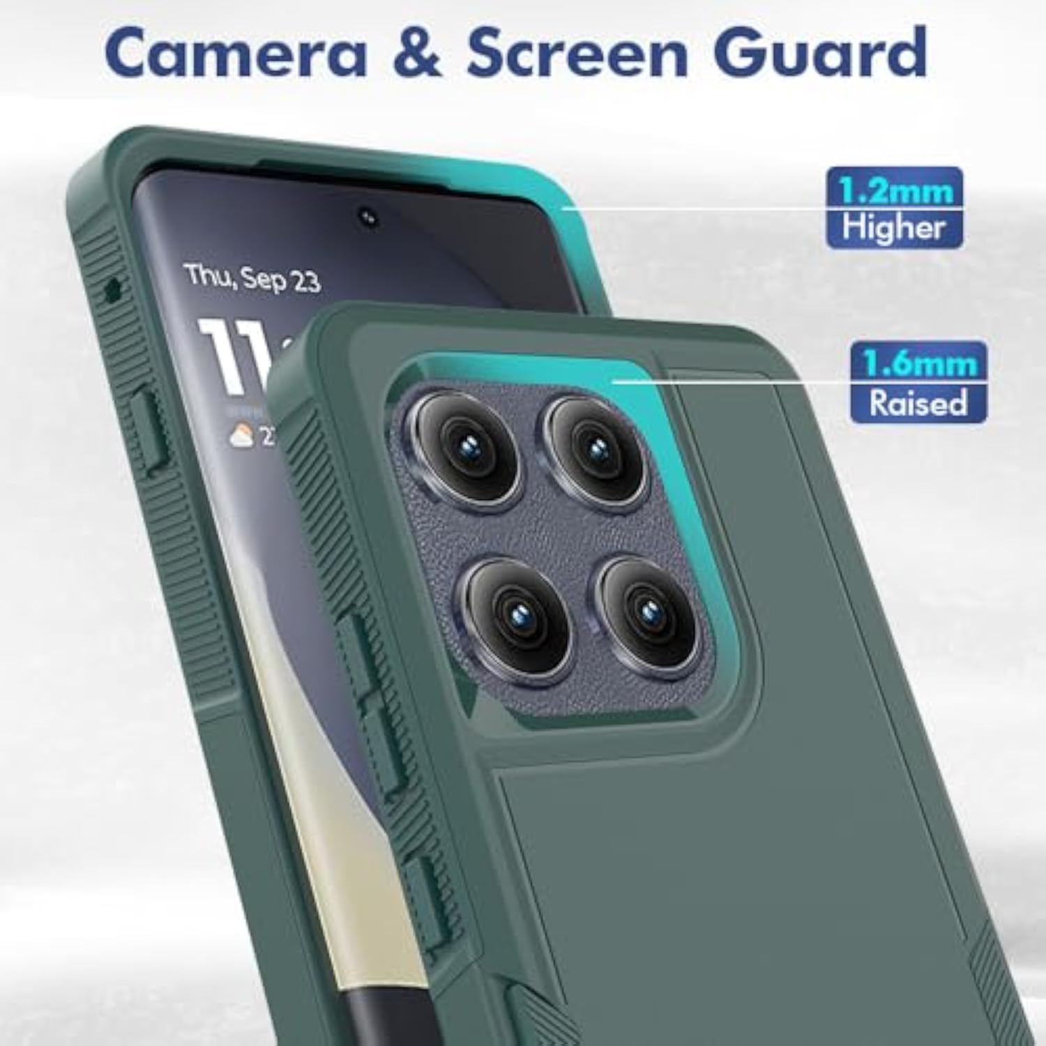 Motorola Edge 2025 Case with Screen Protector, Dual Layer Protective Heavy Duty Cell Phone Cover Non-Slip Shockproof Case for Moto Edge 2025 Dark Green