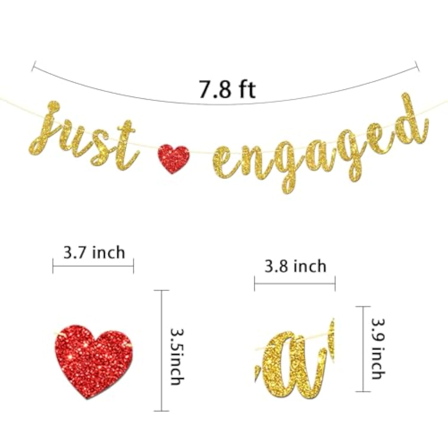 Just Engaged Banner, He Asked She Said Yes, Bride To Be Engagement Bachelorette Bridal Shower Party Hanging Sign Decorations Supplies
