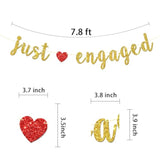Just Engaged Banner, He Asked She Said Yes, Bride To Be Engagement Bachelorette Bridal Shower Party Hanging Sign Decorations Supplies