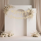 Happy Anniversary Banner, Pre-Strung Gold Glitter Wedding Anniversary Decorations Romantic, Couples Shower Decorations Banner For Happy Wedding Reception Day Bridal Shower Party