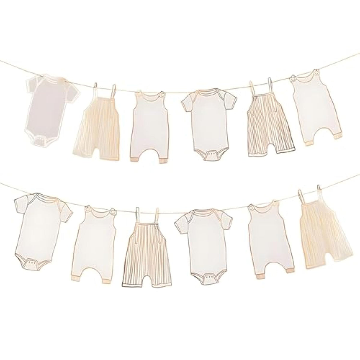 12Pc Neutral Baby Shower Bunting: Gold Banner for New Baby Party Decor