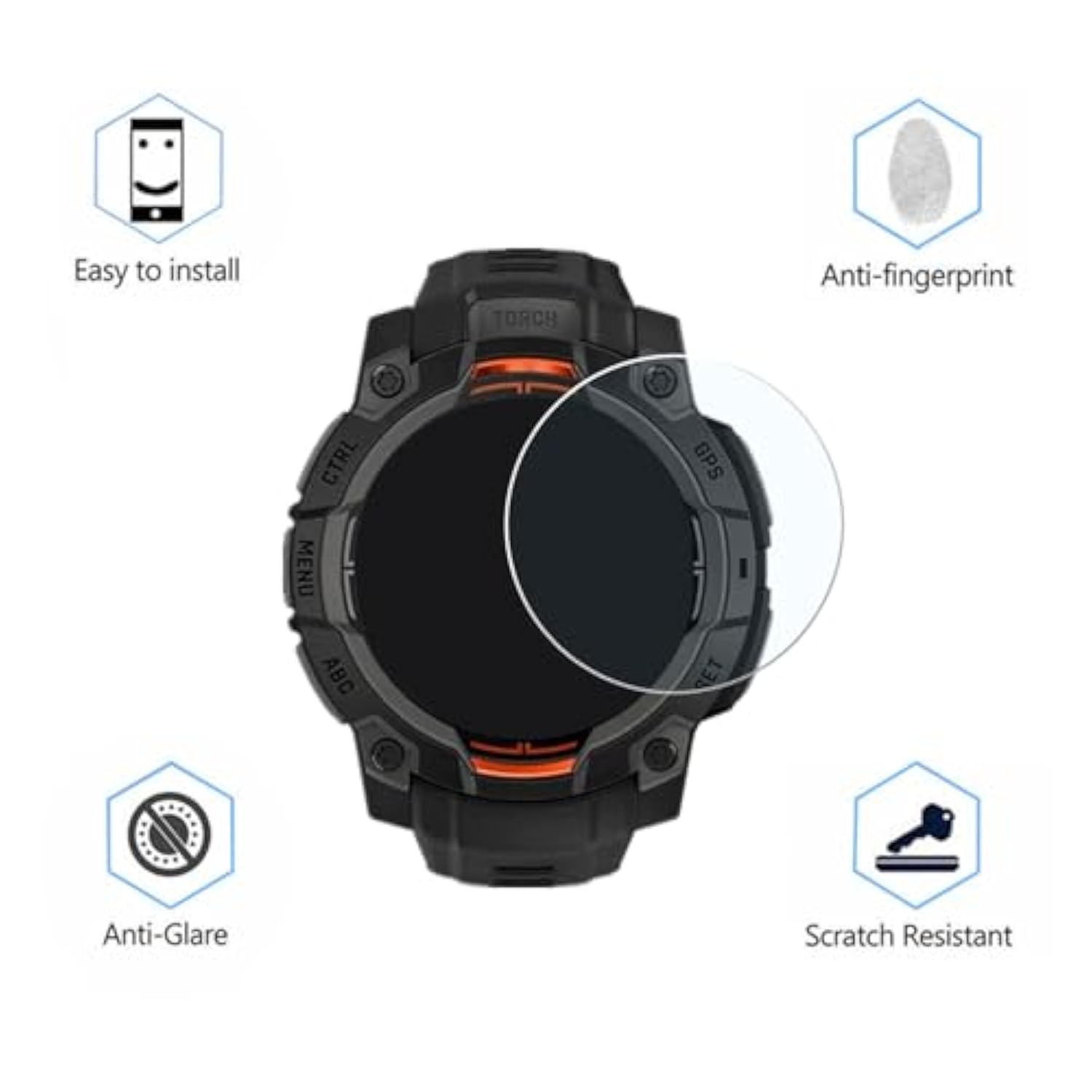 Screen Protector Compatible For Garmin Instinct 3 45Mm (3 Pack) Rugged Smart Watch Tempered Glass Protector Clear Film