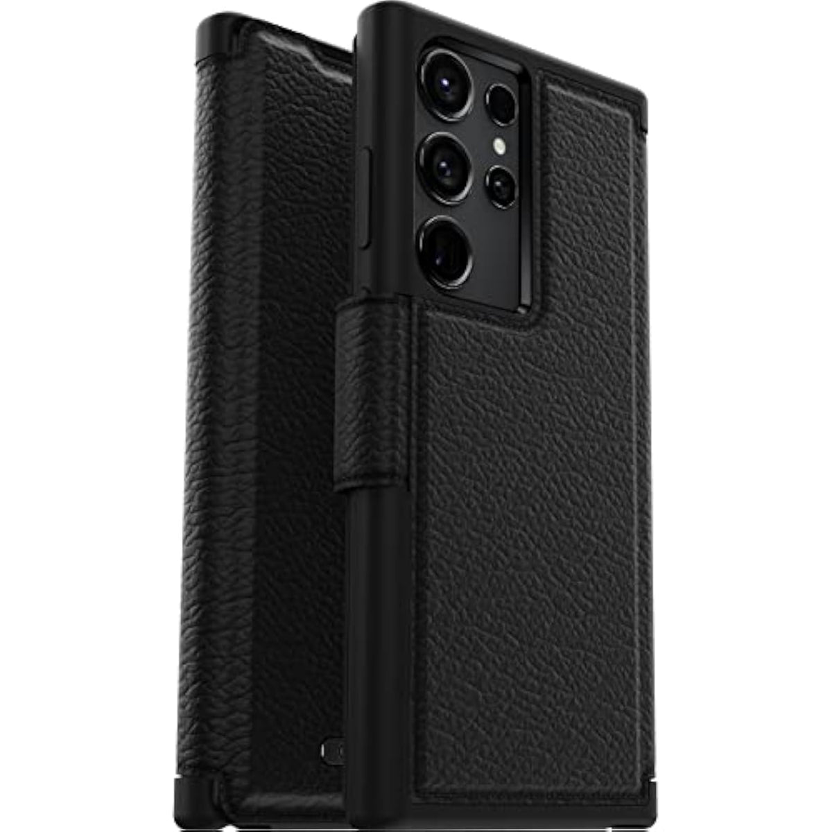 OtterBox Strada Case for Samsung Galaxy S23 Ultra, Shockproof, Drop Proof, Premium Leather Protective Folio with Two Card Holders, 3X Tested to Military Standard, Black