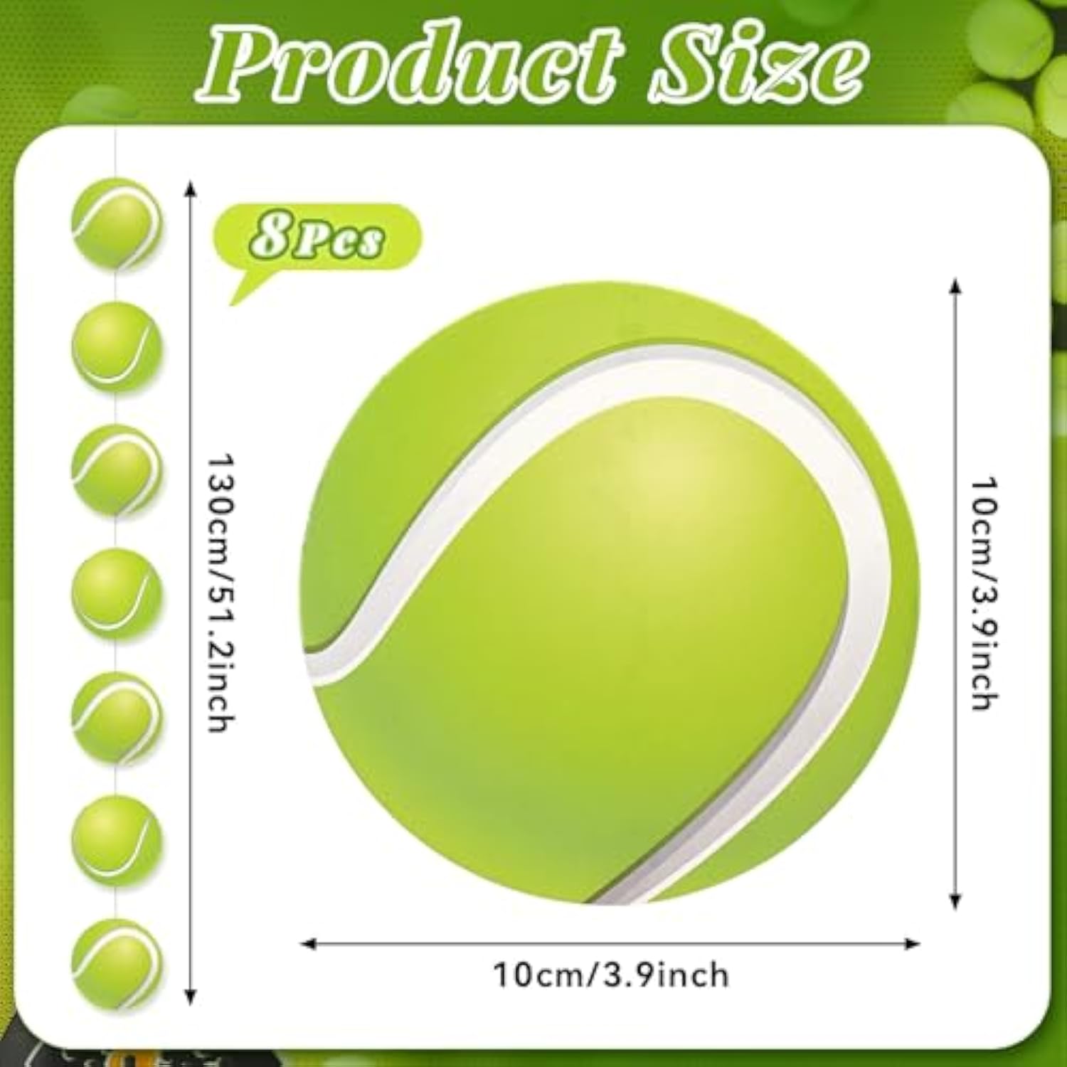 8 Pcs Tennis Garland Banner, Tennis Paper Cutouts Hanging Swirl, Sports Balls Hanging Decorations For Birthday Party Wedding Baby Shower Home Classroom Decor Favors