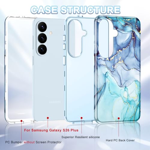 for  Galaxy S26 Plus Case, [Military Grade Drop Tested] Marble Pattern Design Slim Rugged Shockproof Women Girls Men Protective Anti-Scratch