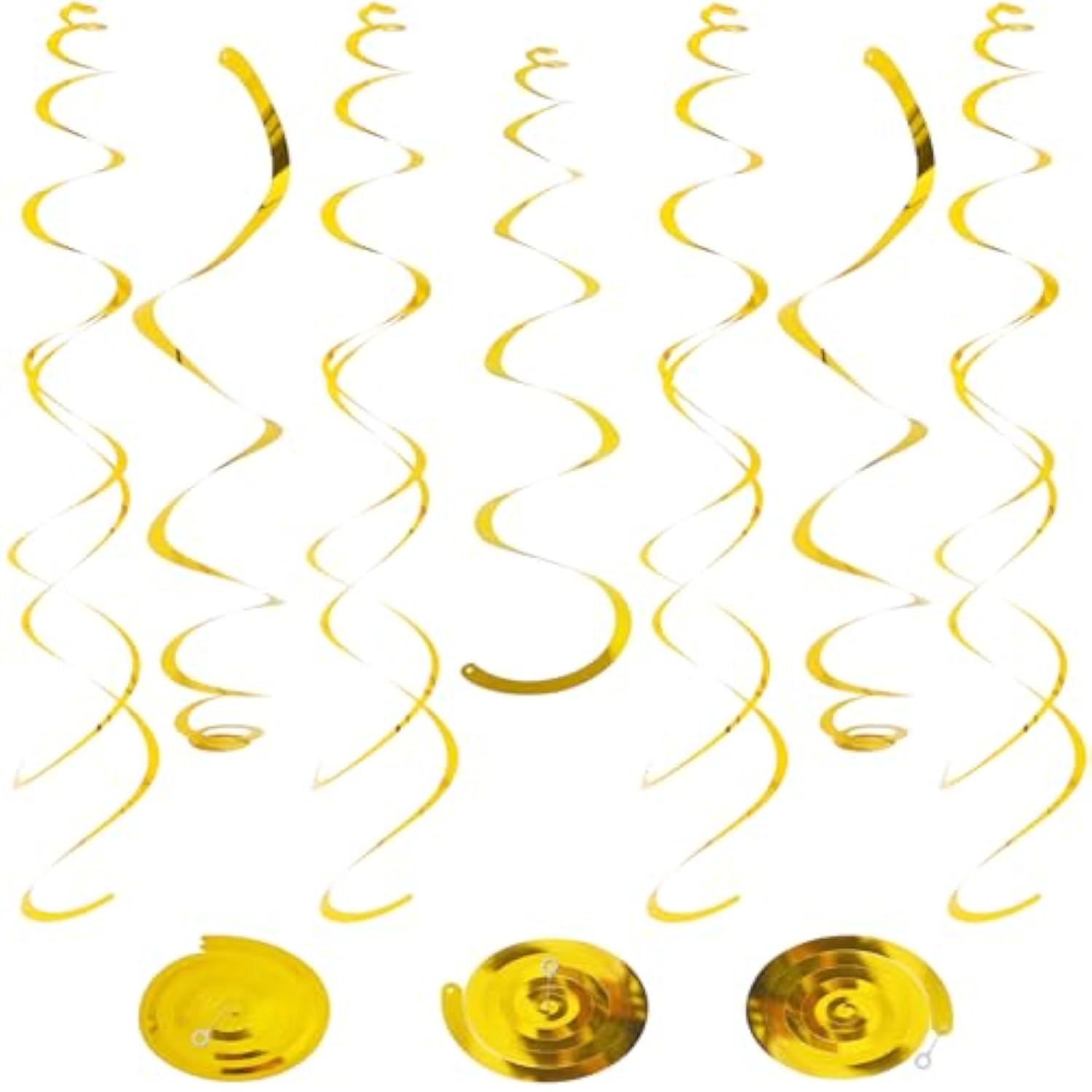 24 Pcs Gold Foil Hanging Swirl,Sparkle Ceiling Hanging Decorations, Plastic Streamer Party Decorations,Swirl Decorations With Double-Swirls And Single-Swirls For Birthday,Graduation,Easter,New Year
