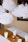 10pcs DIY Decorative Tissue Paper Pom-poms Flowers Ball Perfect for Party Wedding Home Outdoor Decoration (12-inch Diameter, White)
