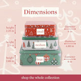 Steel Mill & Co Tin Containers With Lids, 3 Pack Christmas Cookie Tins, Festive Cookie Tins For Gift Giving & Holiday Treats, Square Metal Nesting Containers, Ornaments And Trees