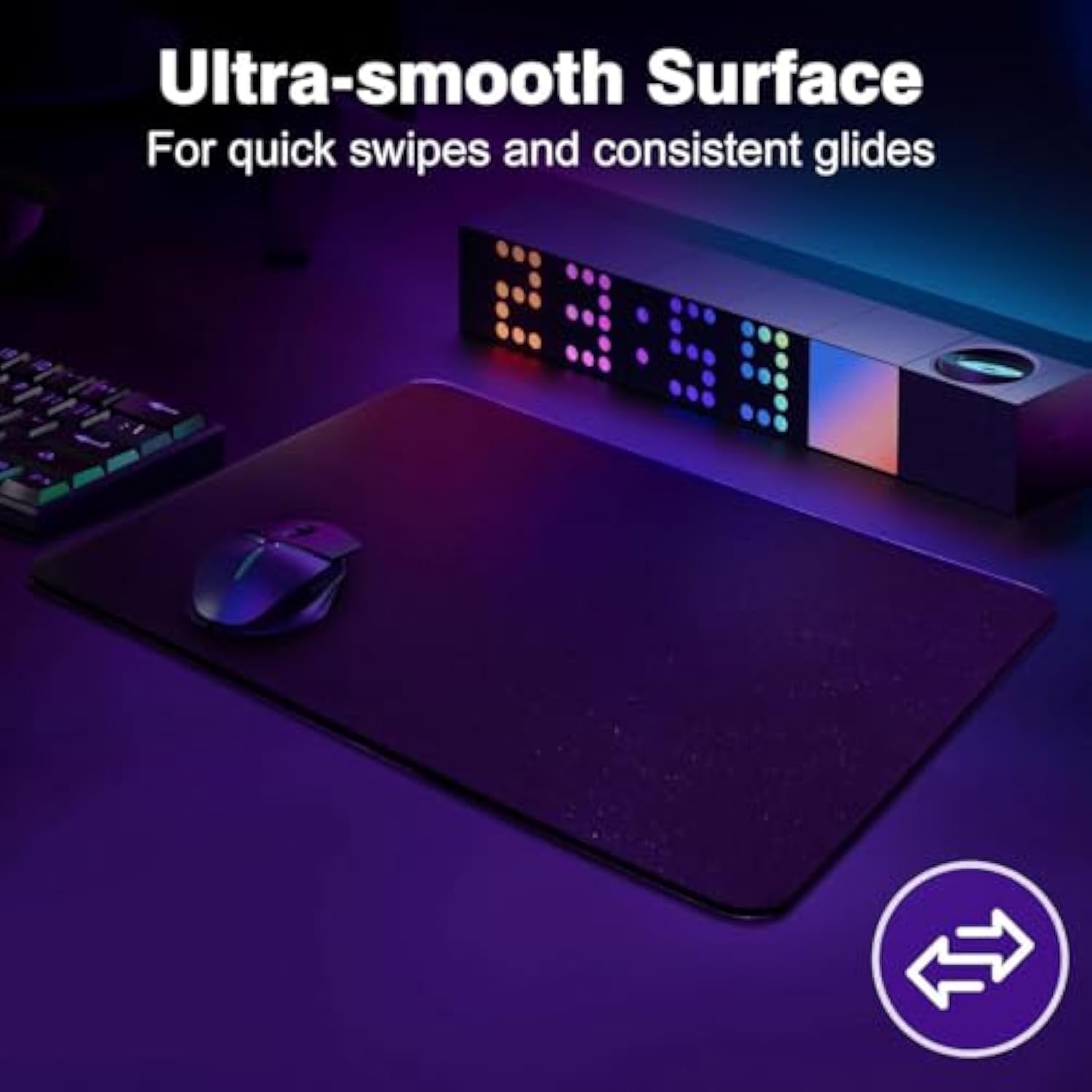 Tempered Glass Gaming Mouse Pad - 300×350×3Mm Thin Large Hard Mat, No - Slip Base For High - Dpi Precision, Scratch - Resistant Smooth Surface, Fps/Moba/Office Use (Black) (Obsidian Black, Large)