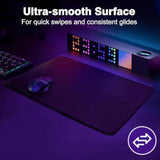 Tempered Glass Gaming Mouse Pad - 300×350×3Mm Thin Large Hard Mat, No - Slip Base For High - Dpi Precision, Scratch - Resistant Smooth Surface, Fps/Moba/Office Use (Black) (Obsidian Black, Large)