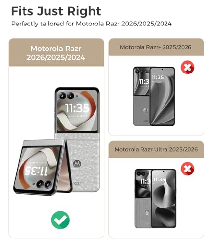 Magnetic for Motorola Razr 2026/2025/2024 Case with Built-in Screen Protector, for Moto Razr 2026/2025/2024 Case [Compatible with MagSafe][Hinge