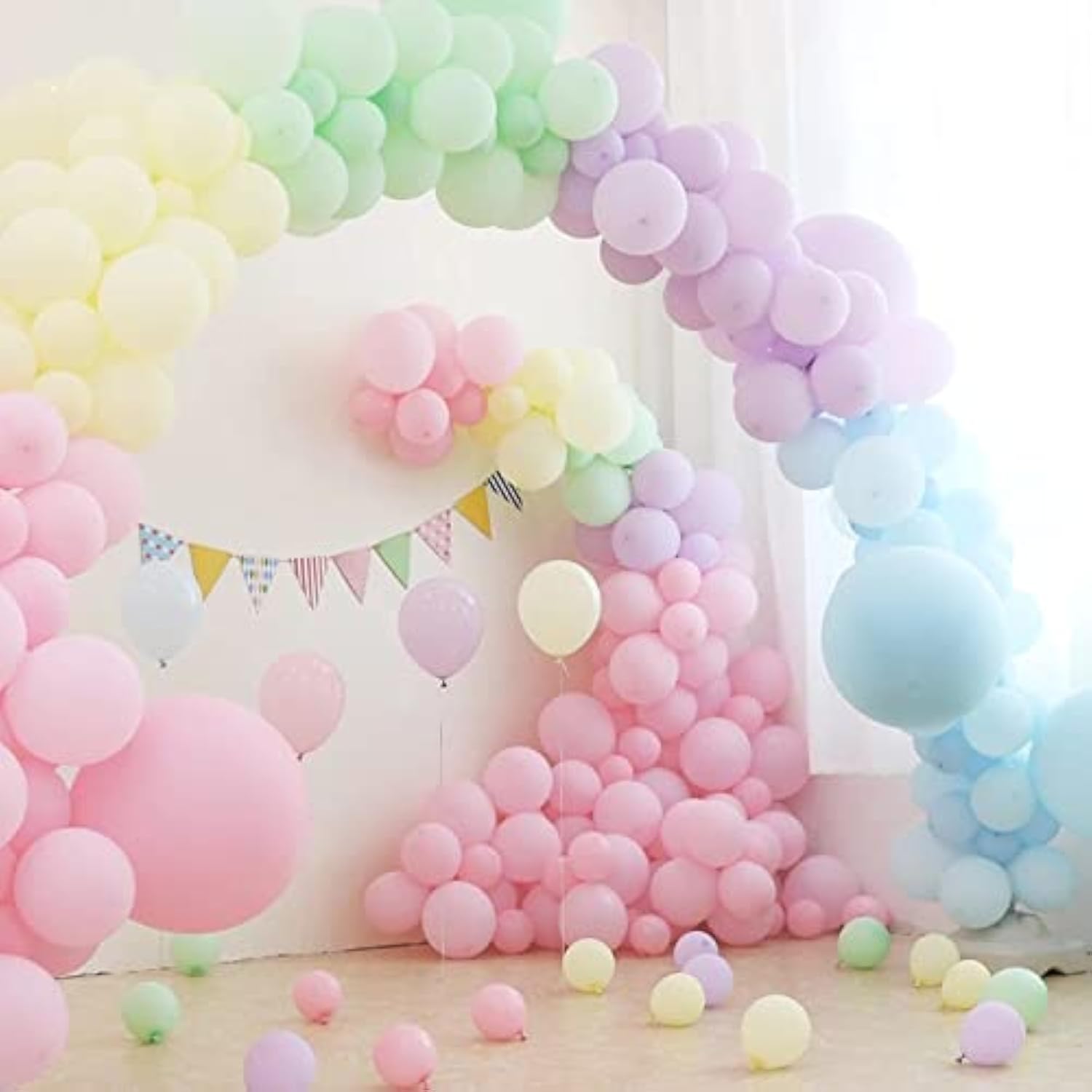 Pastel Balloons Garland Arch Kit 143Pcs Macaron Rainbow Balloons Birthday Party Background Decoration Girl Baby Shower Donuts Ice Cream Party Supplies Pink Blue Green