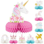 9 Pcs Unicorn Rainbow Honeycomb Centerpieces,Unicorn Centerpiece For Table Birthday Party Decorations Pastel Table Topper Centerpiece For Girls Princess Theme Birthday Baby Shower Party Decor
