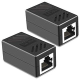 Rj45 Coupler, 2 Pack Ethernet Cable Extender Inline Lan Connector Plugs For Cat5 Cat5E Cat6E Cat7 Cable, Female To Female (Black)