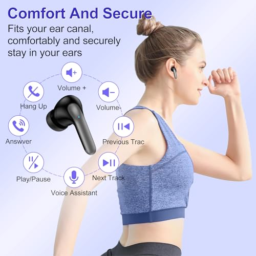 Wireless Earbuds for Google Pixel Buds Pro/10 Pro XL/9a/8/7,5.3 Black Bluetooth Headphones in-Ear with Stereo Bass Ear Buds ENC Noise Cancelling